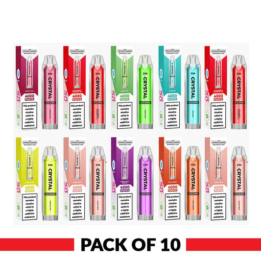 Crystal Legend 4000 Puffs Disposable Vape Pen E Cigarette Pack of 10